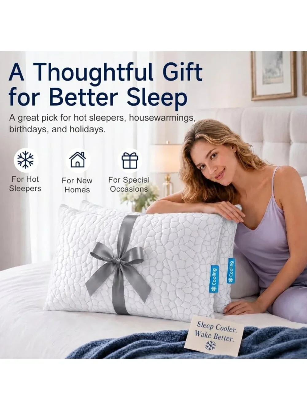 Cooling Shredded Memory Foam Pillows Set of 2 - Adjustable Firmness for All